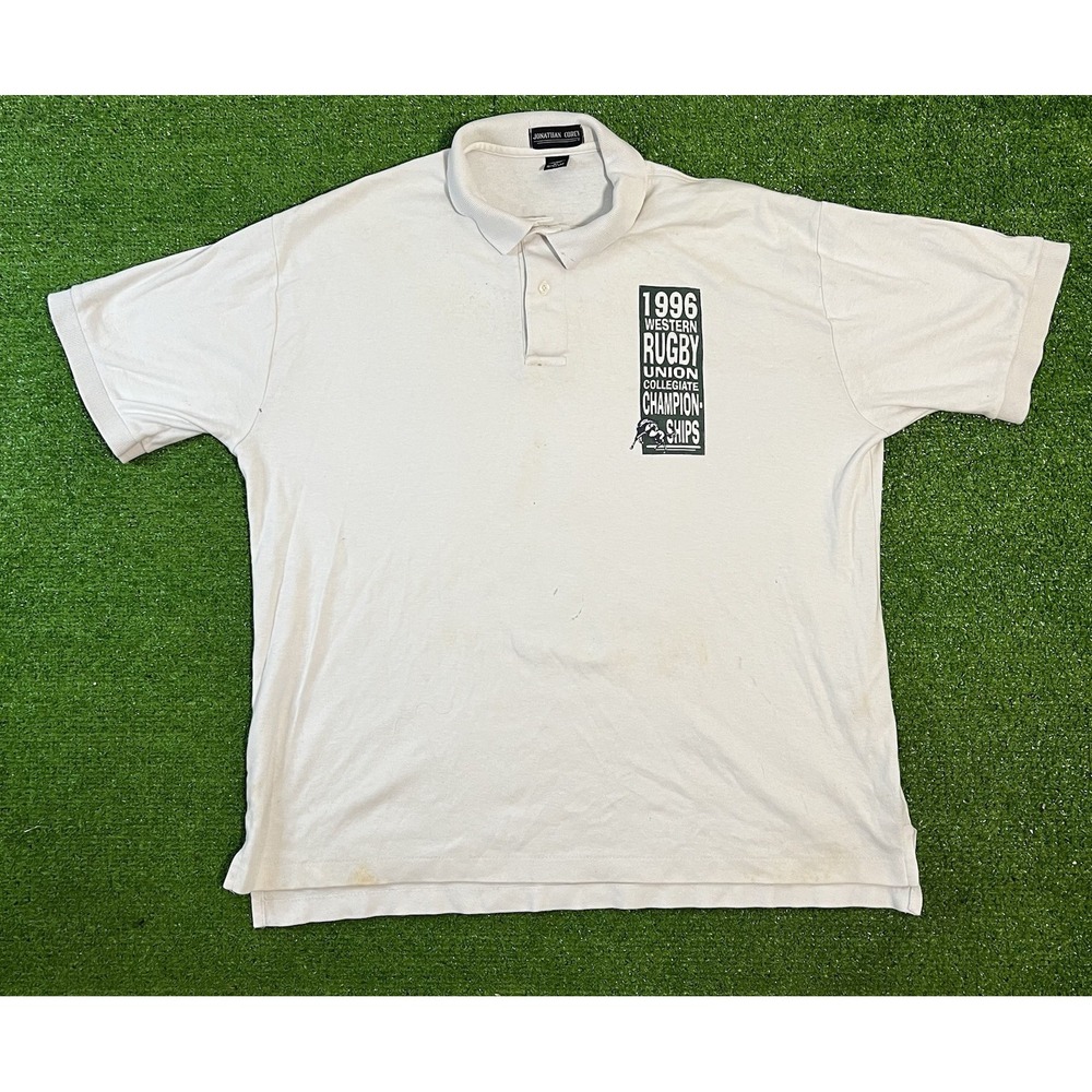 Vintage Rugby Polo XL 1996 Rugby Union College Championships White Grunge Y2K